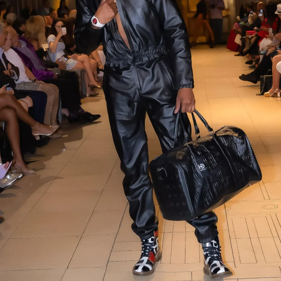 HEED NYC Men's Black Leather Jumpsuit