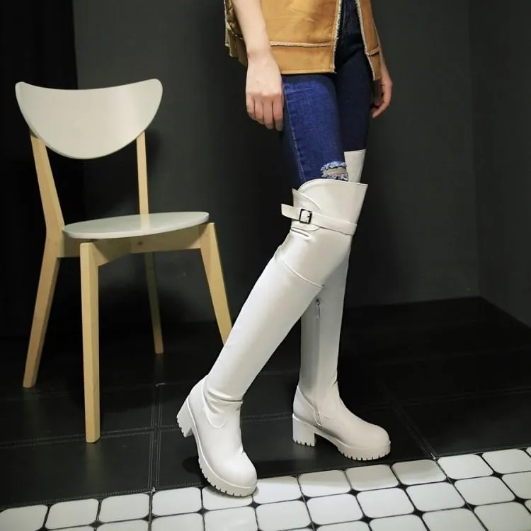 High Knee Buckle Casual Boots Shoes SD00241