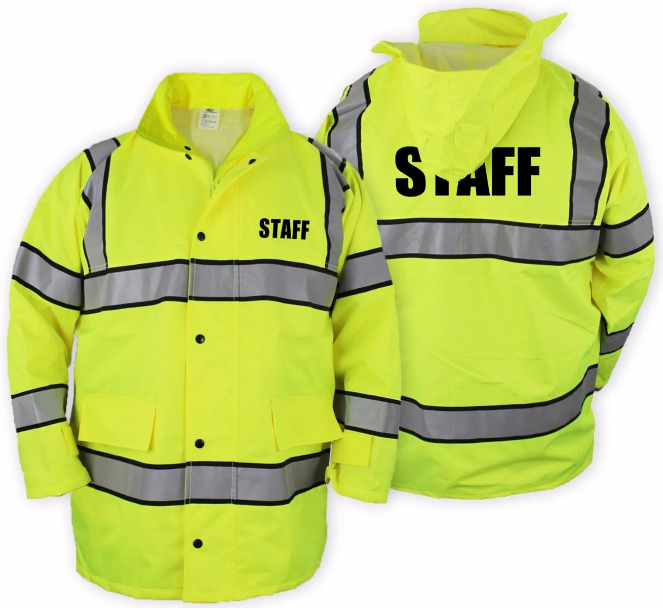 HIGH VISIBILITY RAINCOAT WITH REFLECTIVE STRIPES (LIME GREEN)