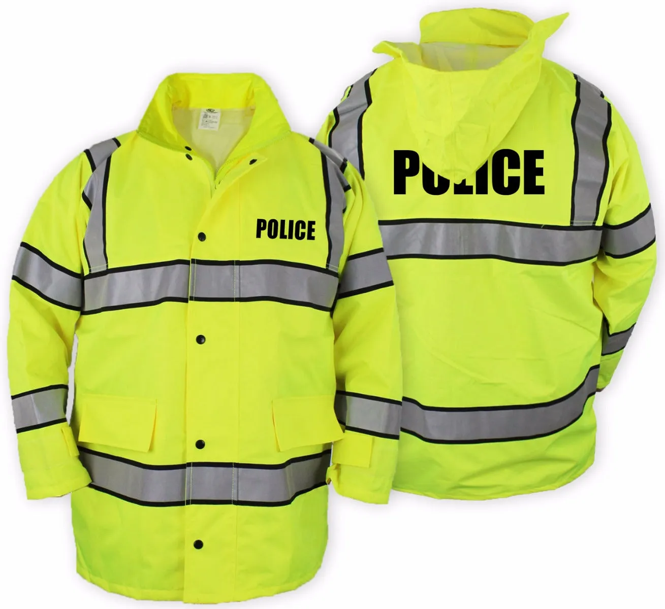 HIGH VISIBILITY RAINCOAT WITH REFLECTIVE STRIPES (LIME GREEN)
