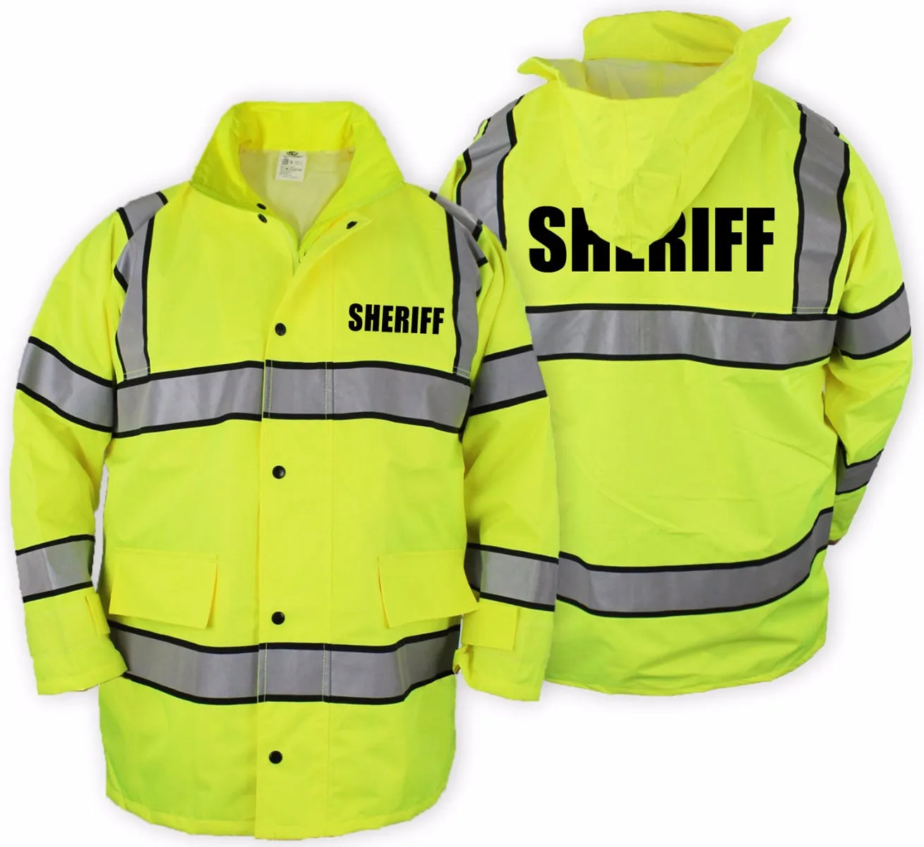 HIGH VISIBILITY RAINCOAT WITH REFLECTIVE STRIPES (LIME GREEN)