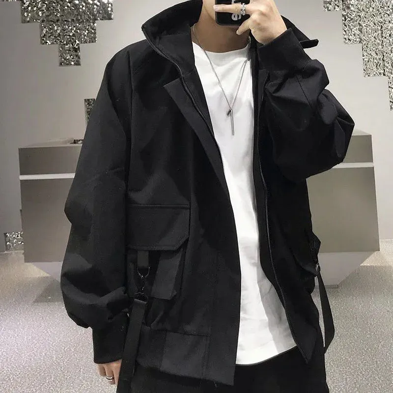 Hip Hop Men Jacket Streetwear Style Hooded Autumn Spring Coat