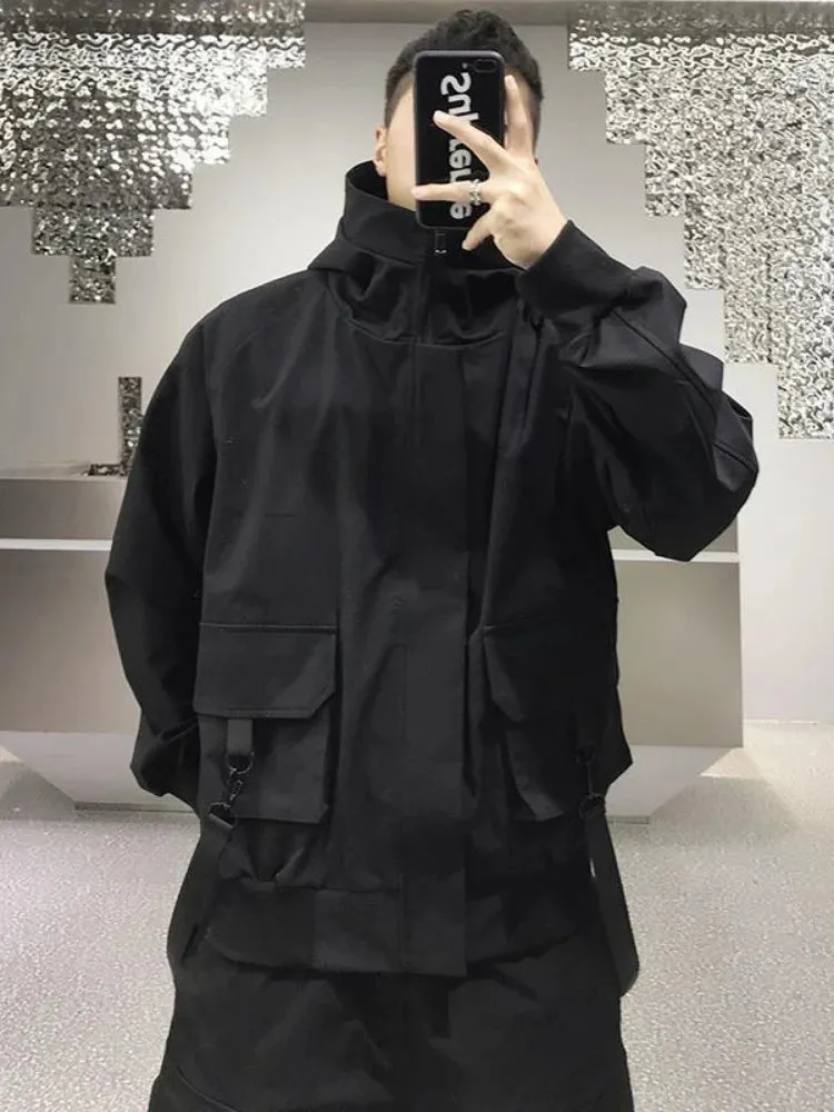 Hip Hop Men Jacket Streetwear Style Hooded Autumn Spring Coat
