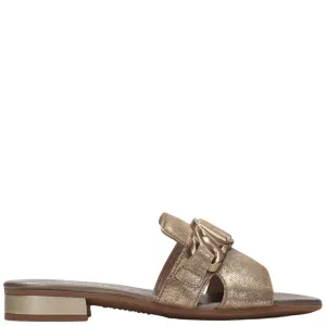 Hispanitas Bronze Gold Leather Flat Mules