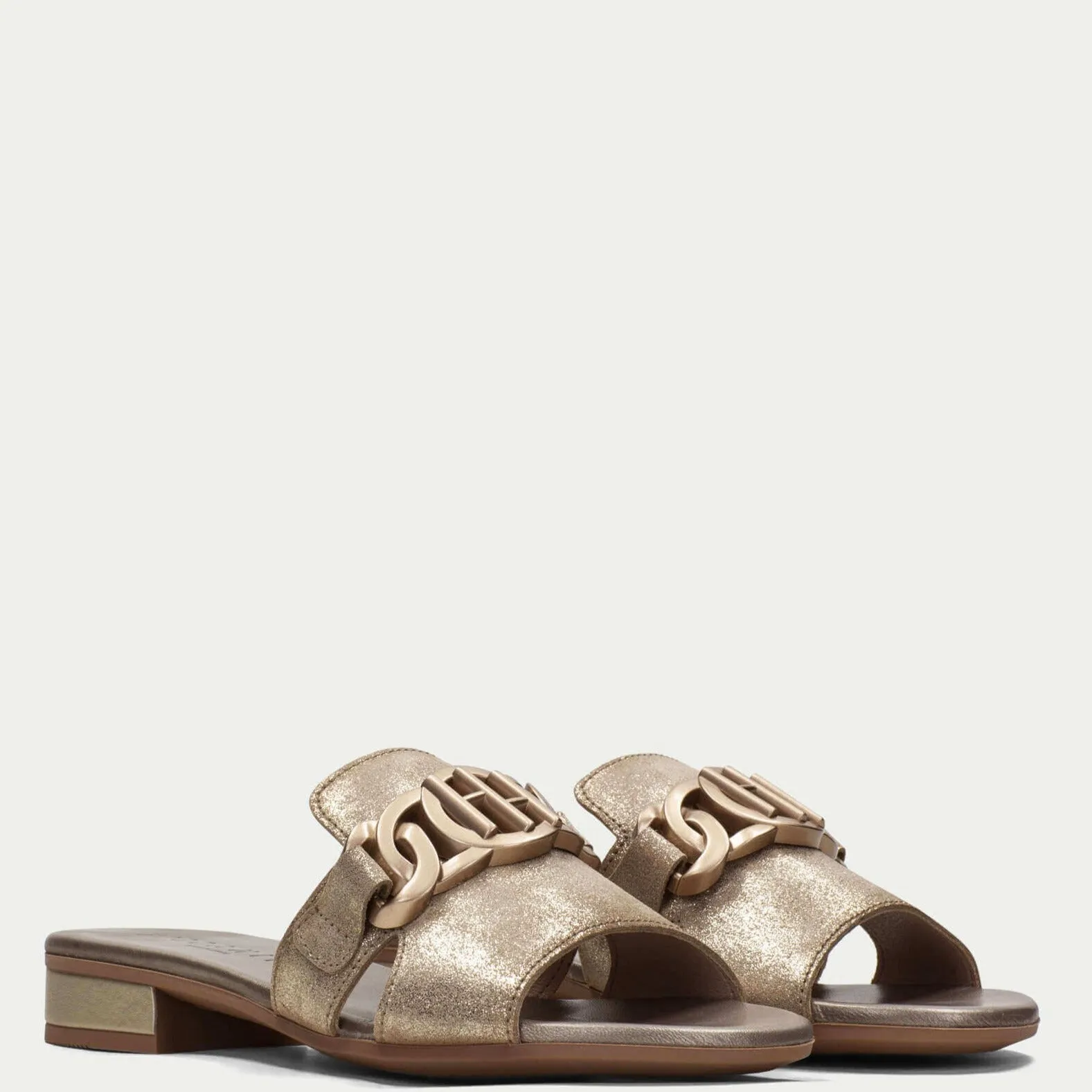 Hispanitas Bronze Gold Leather Flat Mules