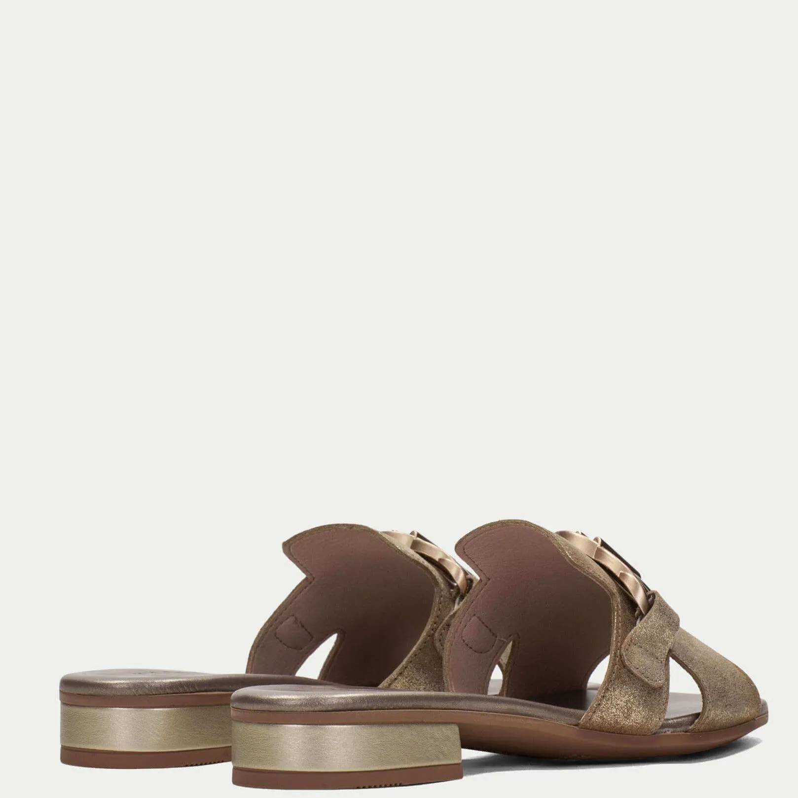 Hispanitas Bronze Gold Leather Flat Mules