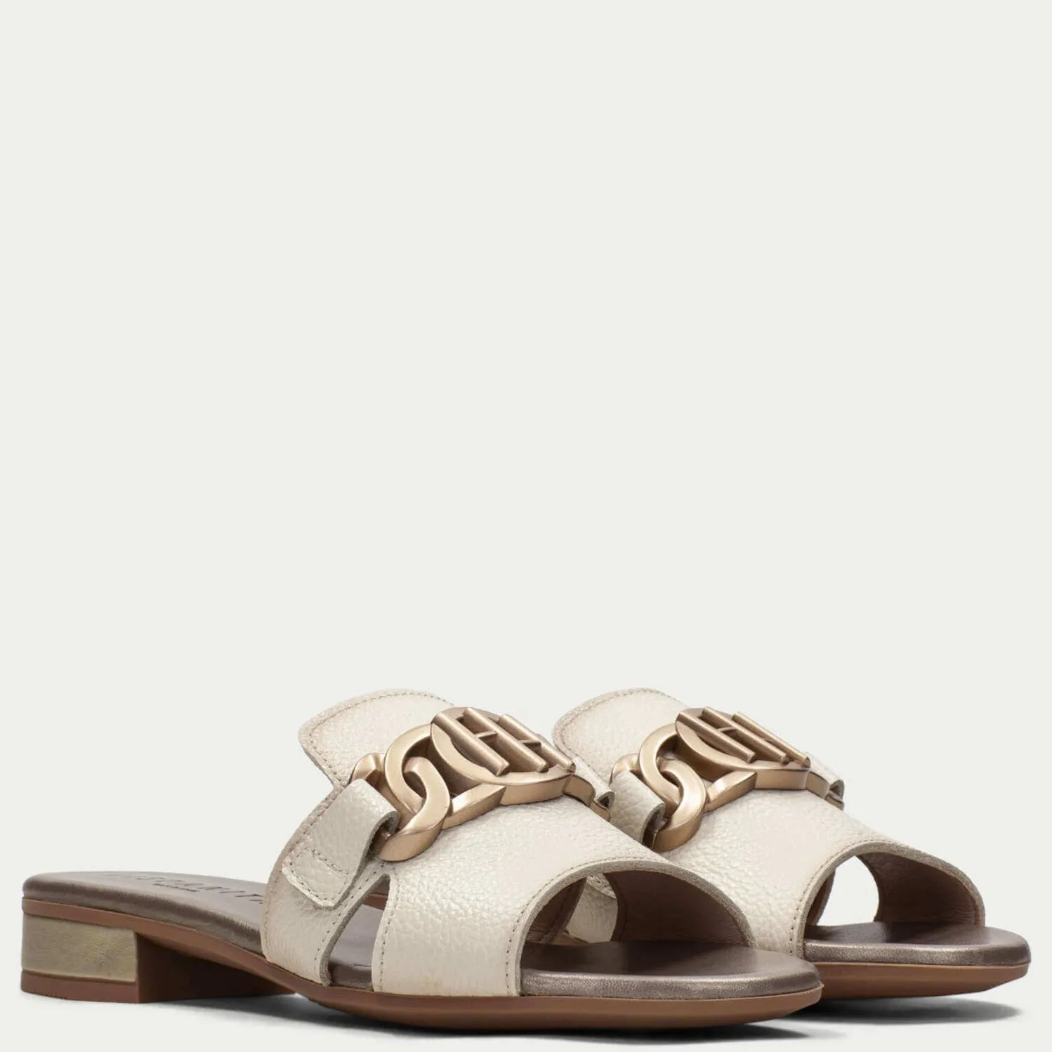 Hispanitas Off White Leather Flat Mules