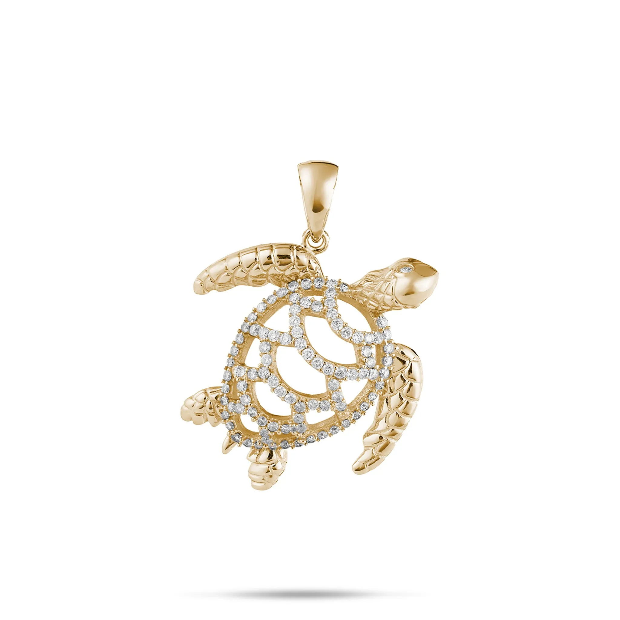 Honu Pendant in Gold with Diamonds - 28mm