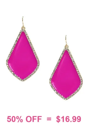 Hot Pink Enamel Moroccan bling trim earrings