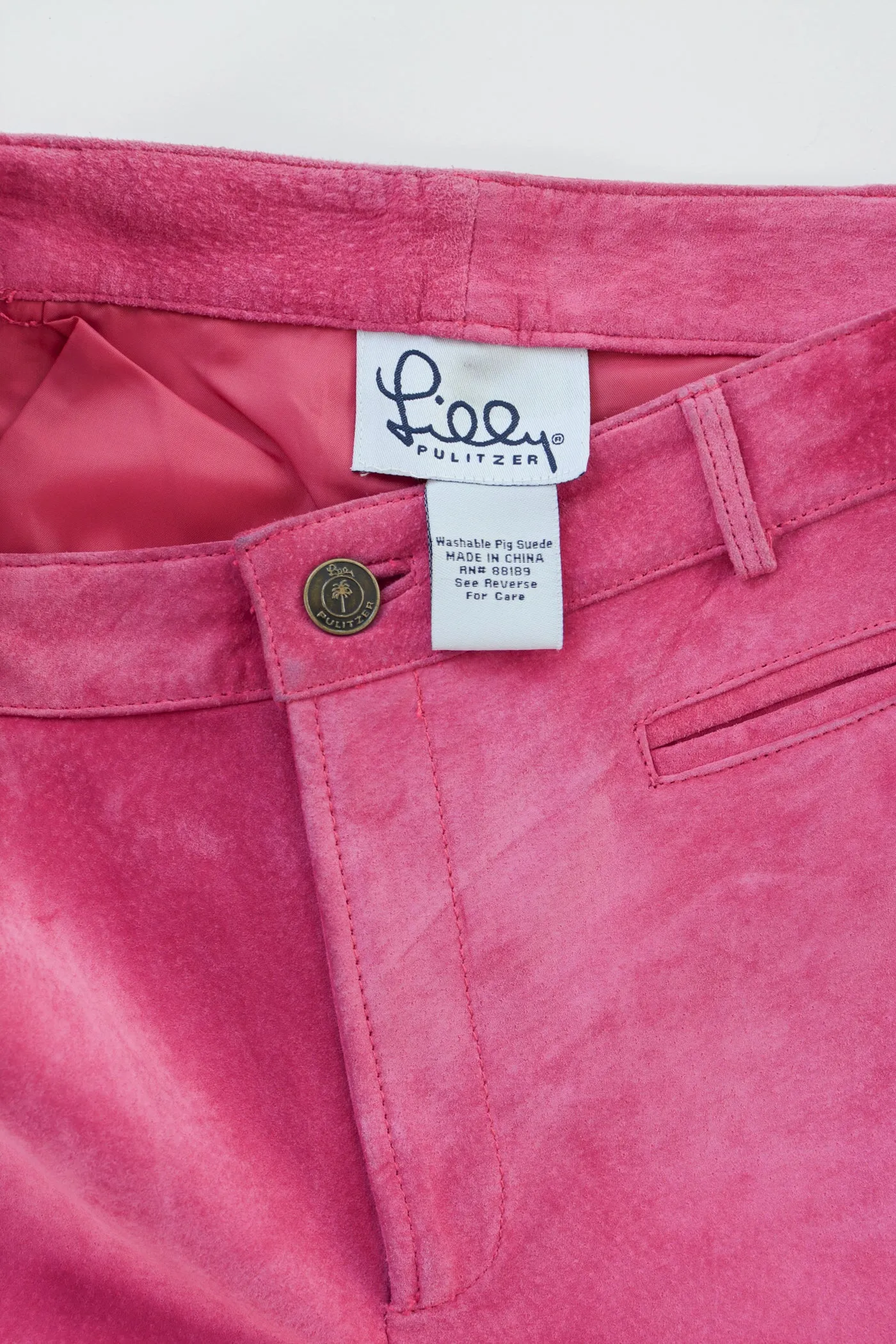 Hot Pink Suede Mid Rise Pants ~ 31W