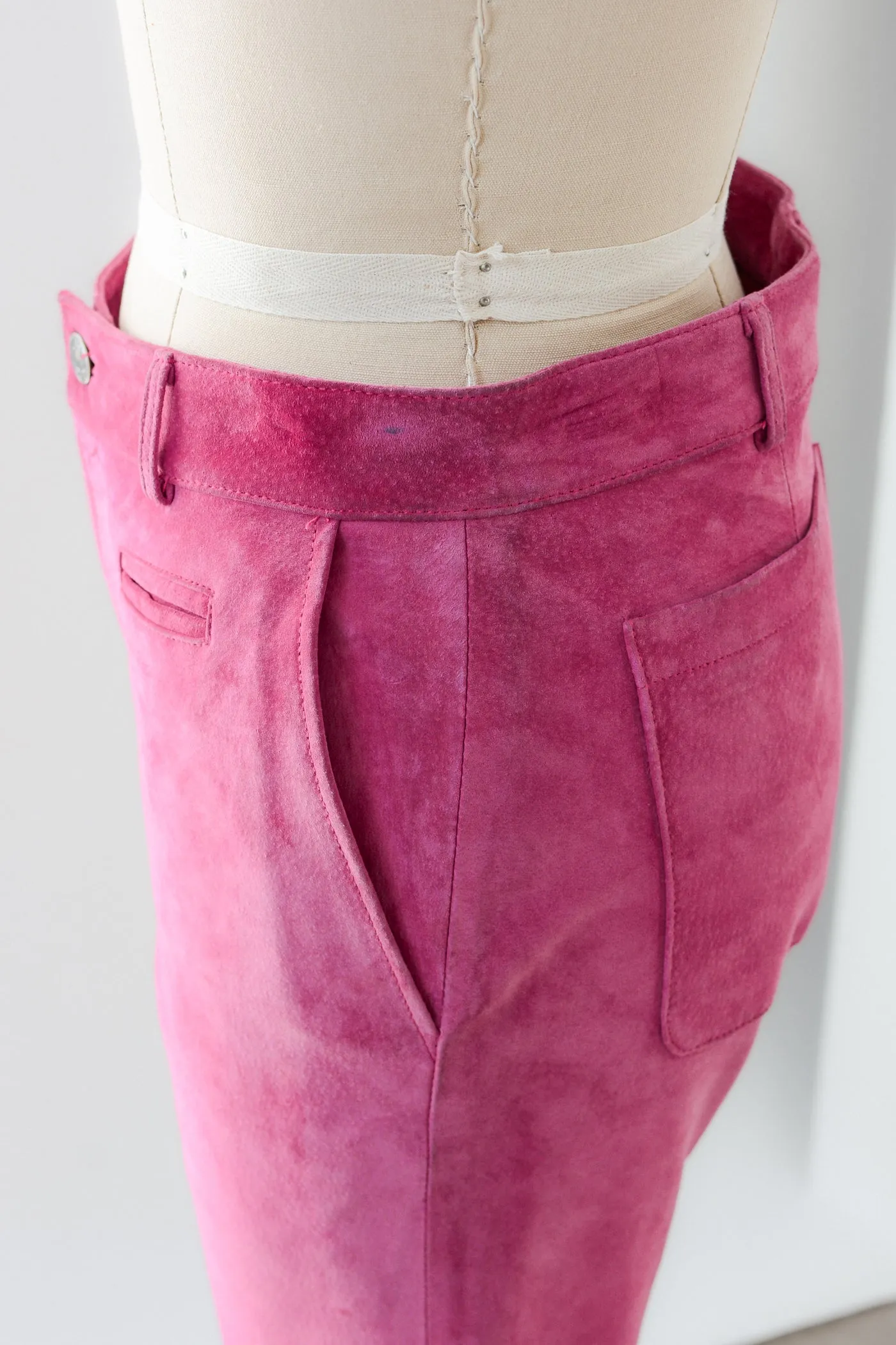 Hot Pink Suede Mid Rise Pants ~ 31W