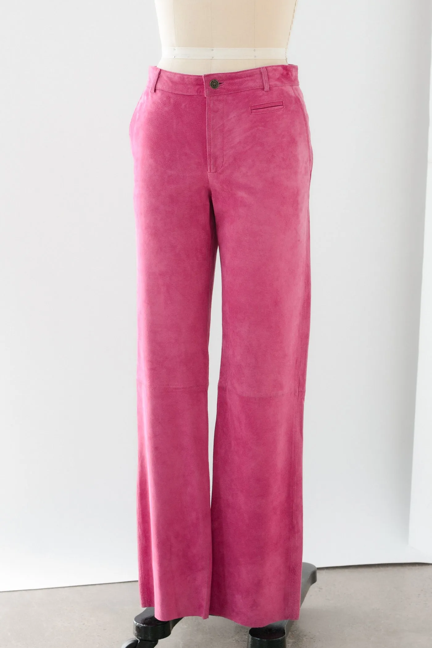 Hot Pink Suede Mid Rise Pants ~ 31W