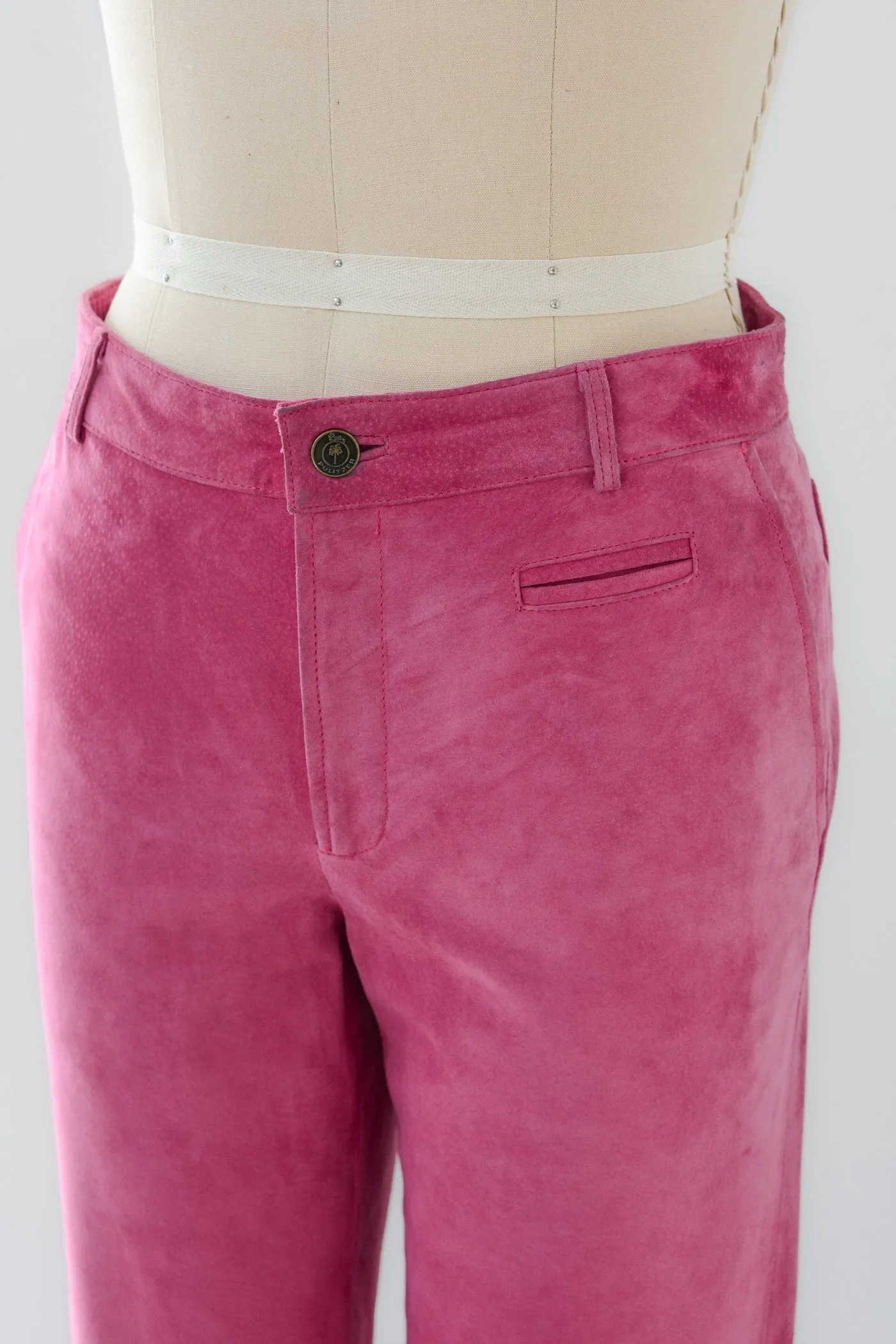 Hot Pink Suede Mid Rise Pants ~ 31W