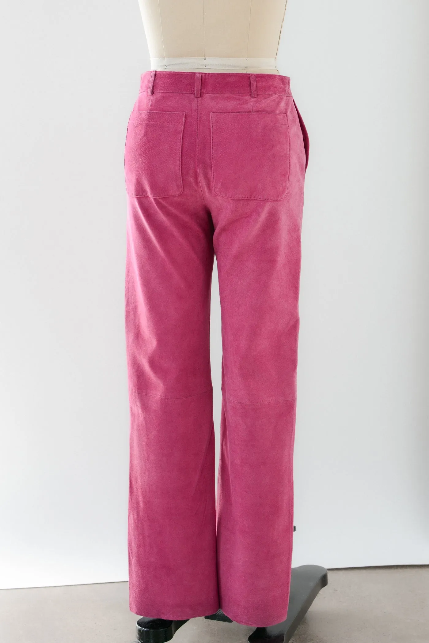 Hot Pink Suede Mid Rise Pants ~ 31W