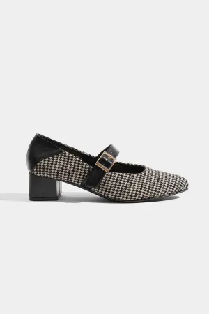 Houndstooth Pointed Toe Mules