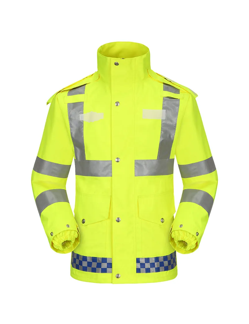 iCreek Reflective Safety Jacket for Men & Women High Visibility Rain Jacket Waterproof Raincoat Anti-Storm