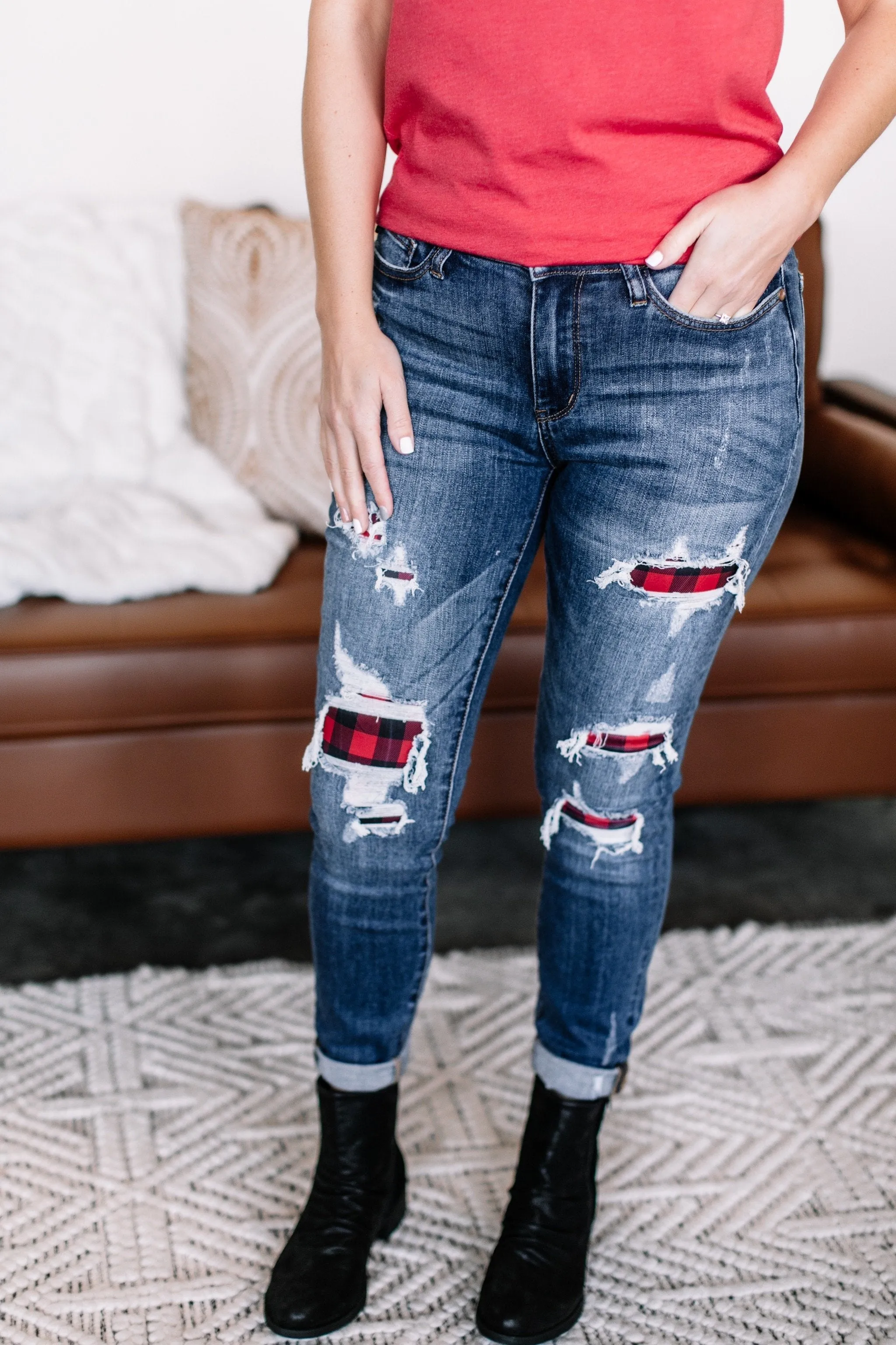 I'll Check You Out Plaid Judy Blue Jeans
