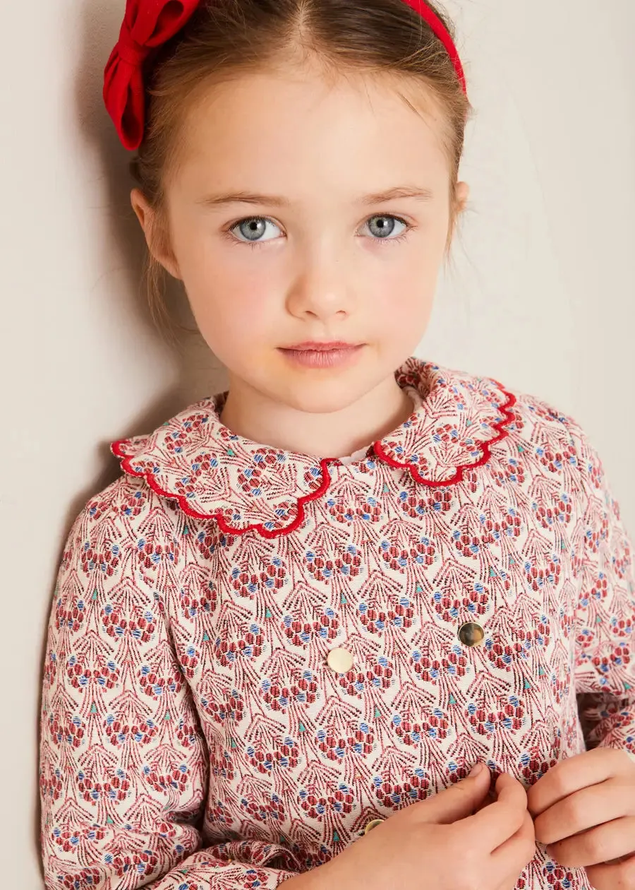 Iris Jacquard Statement Collar Jacket in Red (4-12yrs)