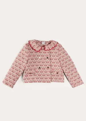 Iris Jacquard Statement Collar Jacket in Red (4-12yrs)