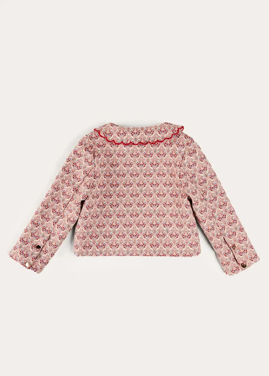 Iris Jacquard Statement Collar Jacket in Red (4-12yrs)
