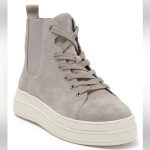 J SLIDES Norris Platform High Top Grey Suede Bootie Side Zip Women’s Size 5 NWOT