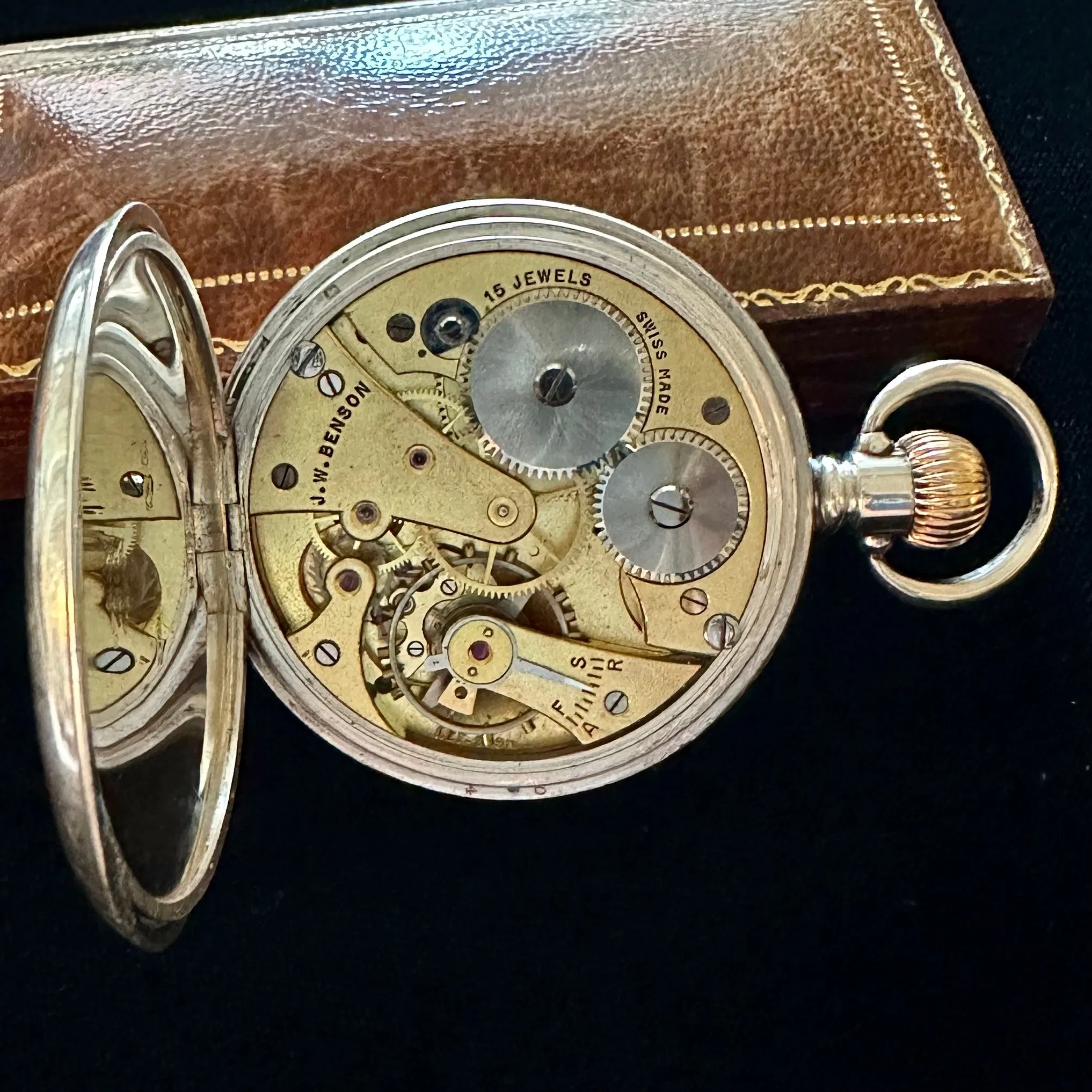 J W BENSON STERLING SILVER ENGLISH POCKET WATCH