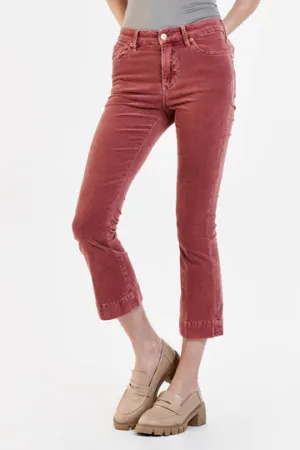 JEANNE SUPER HIGH RISE CROPPED FLARE CORDUROY PANTS CINNAMON