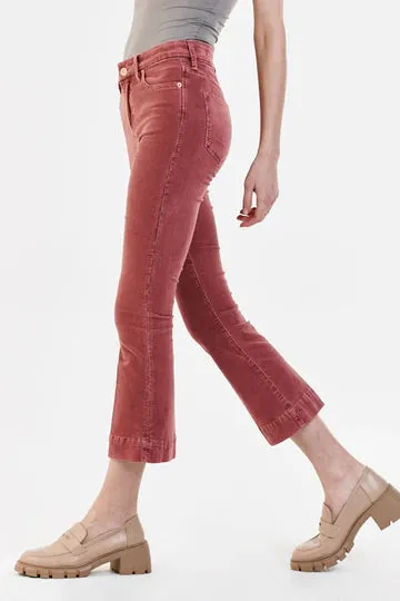 JEANNE SUPER HIGH RISE CROPPED FLARE CORDUROY PANTS CINNAMON