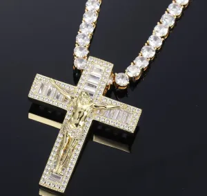 Jesus Pendant | Baguette Pendant | Cross Necklace | Iced Out Cross Pendant | Jesus Necklace | Iced Out Chain | Cross Chains | Cross Pendant