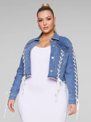 Joi Lace-Up Detail Denim Jacket
