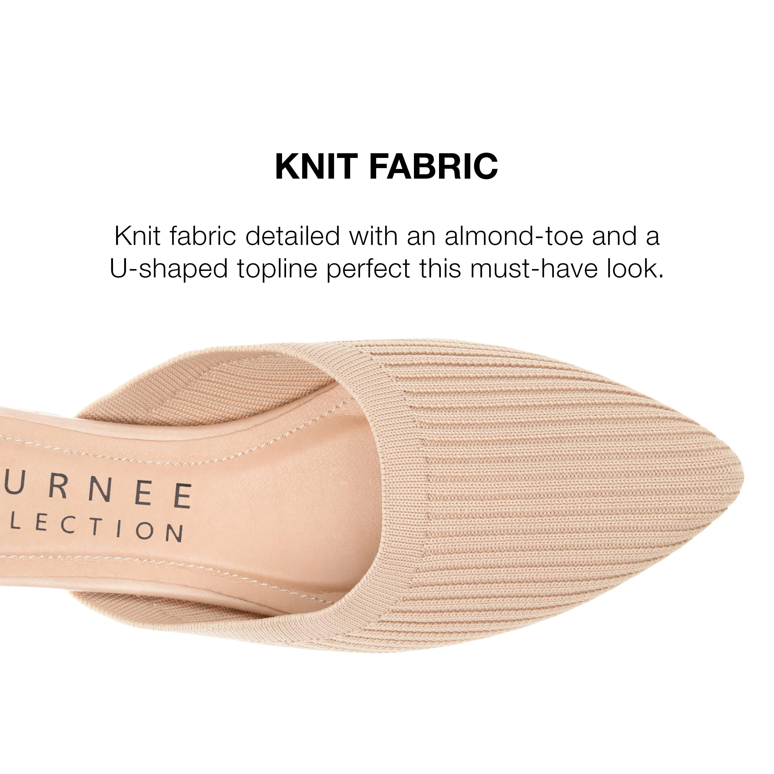 Journee Flat Knit Mules for Women - Closed Pointed Toe Slip-On Shoe - Comfortable Aniee Slide Beige 10 Medium Womens US