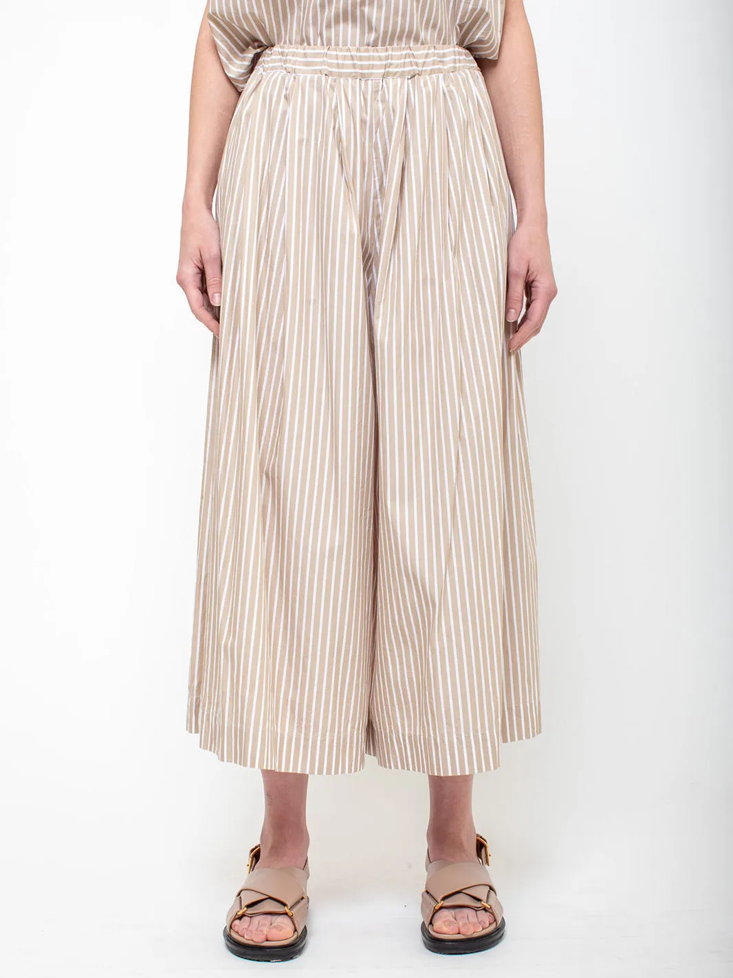 Juda Cropped Pants - Beige Stripes