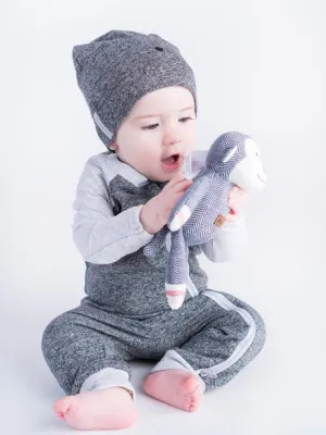 Juddlies - Organic Baby Playsuit Sleepsuit with Double Zip - Raglan Collection - Graphite Black/Grey