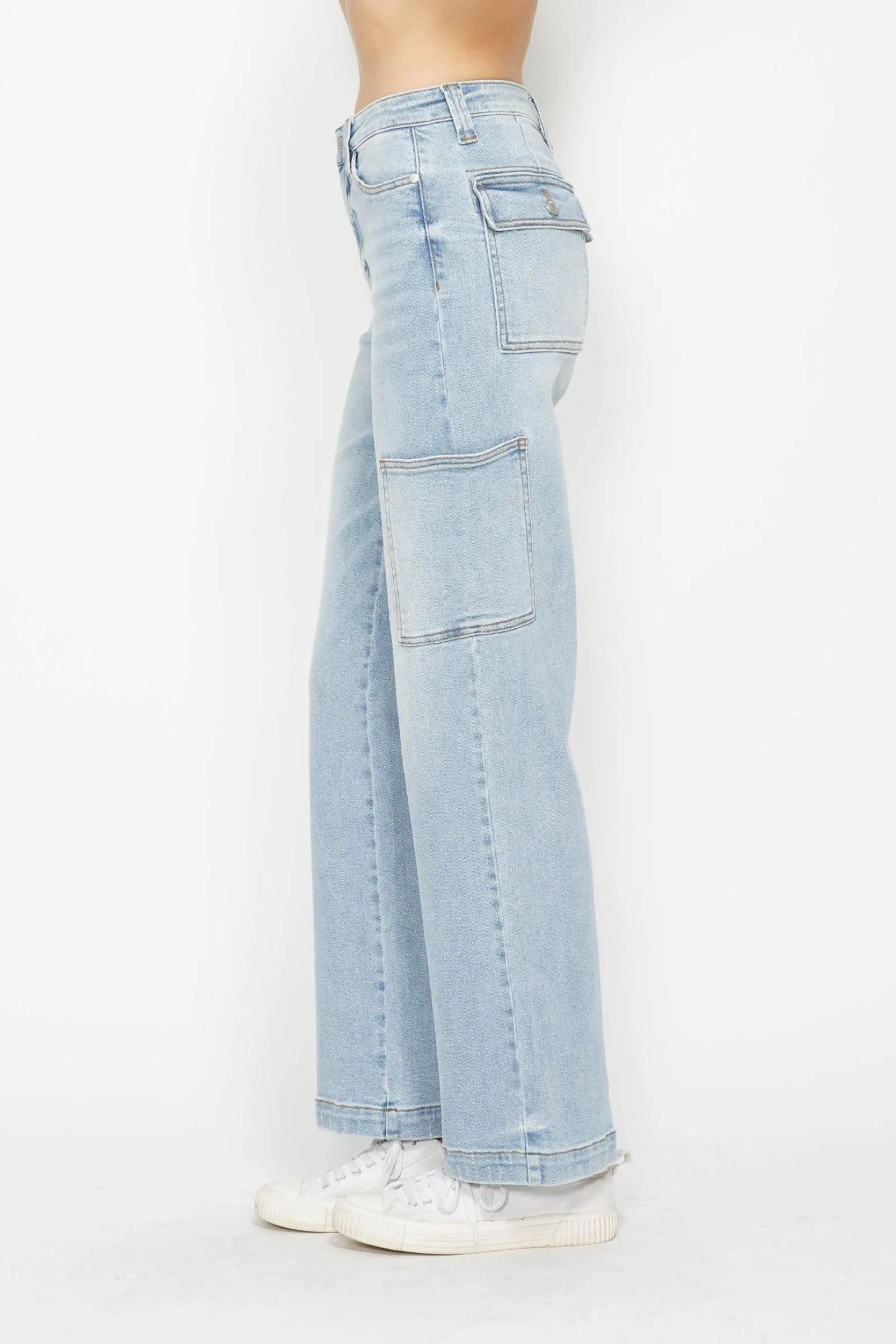 Judy Blue High Rise Cargo Wide Leg Jeans