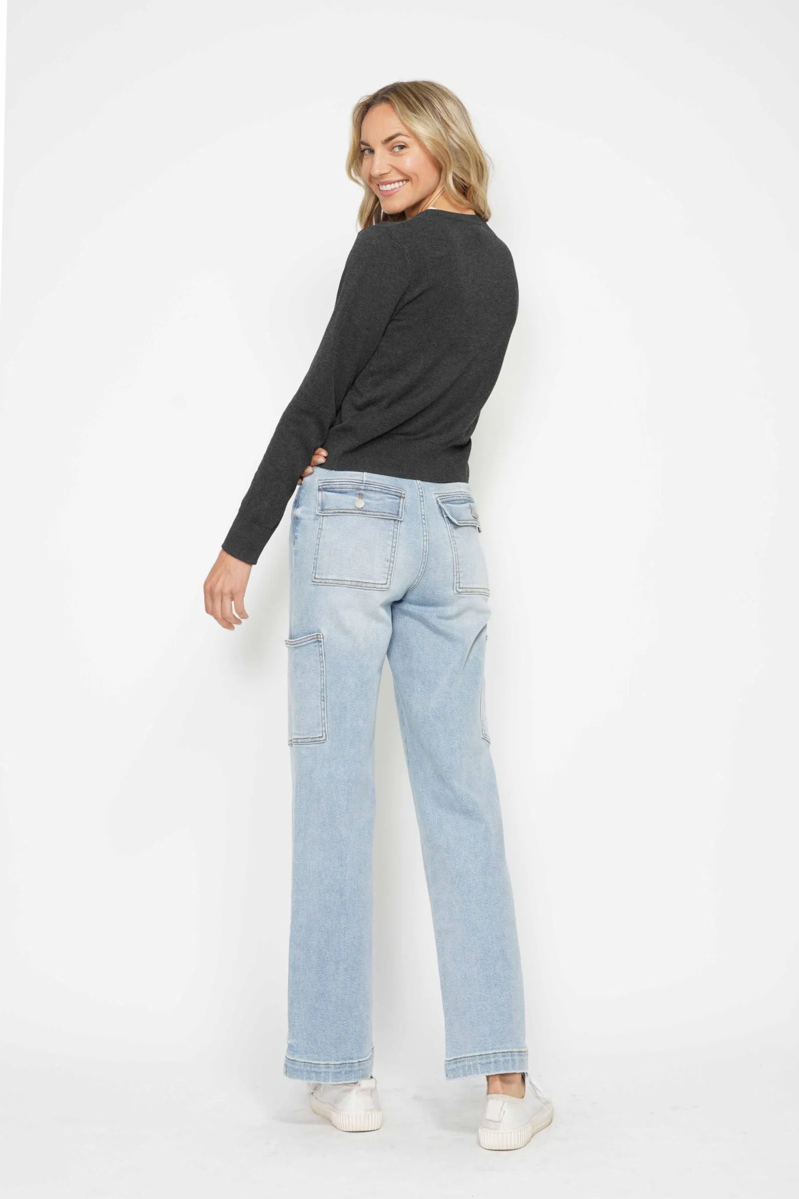 Judy Blue High Rise Cargo Wide Leg Jeans