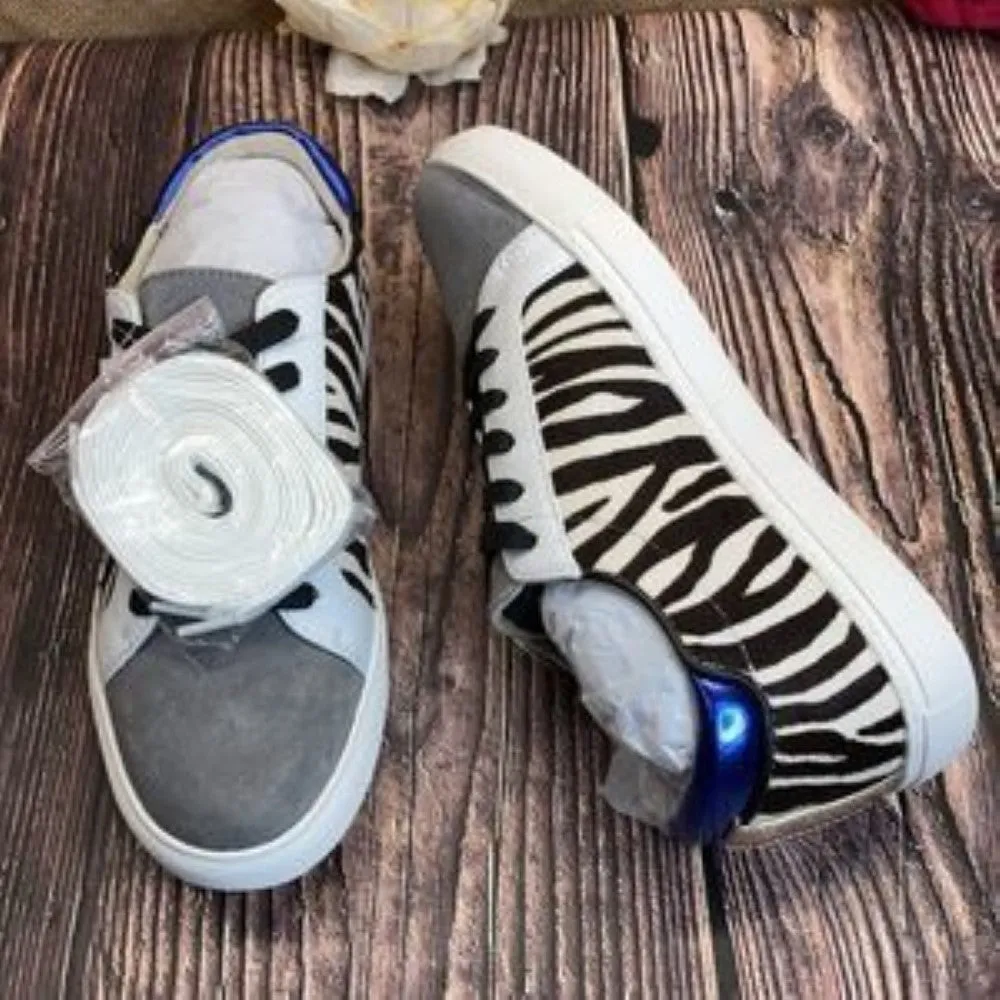 Kenneth Cole White/Black/Gray Leather Kam Sneakers 7.5M