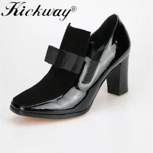 Kickway High Heels Pumps Genuine Leather Shoes women ladies black Sexy chaussure femme 34-44