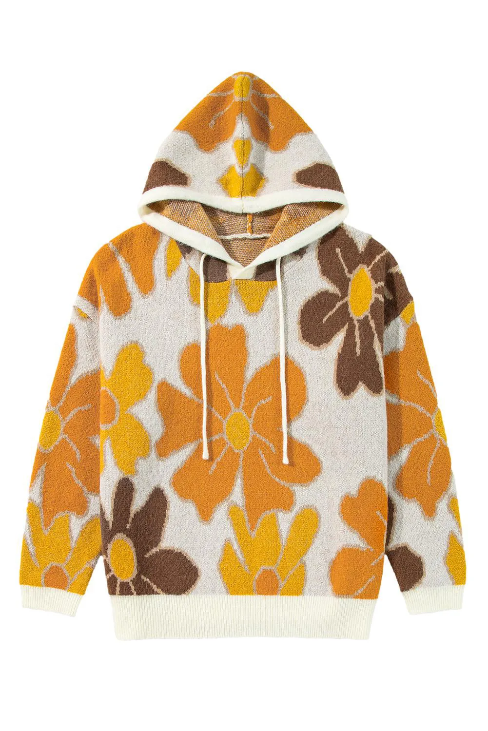 Knitted Hooded Plus Size Sweater