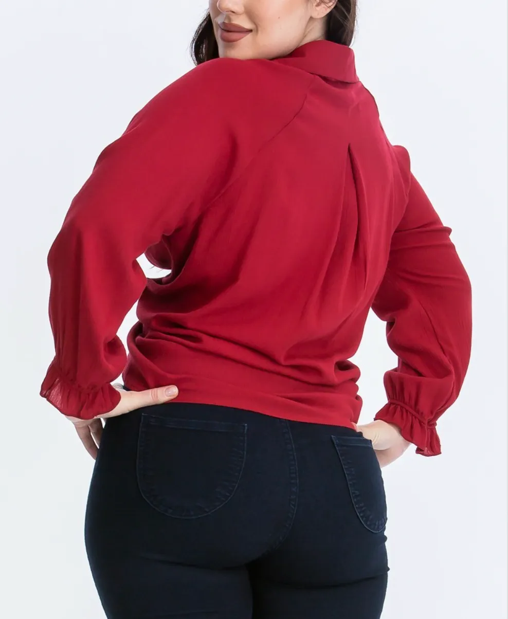 KNOT A CHANCE TIE-FRONT SHIRT | (PLUS SIZE)