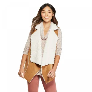 Knox Rose Women's Sleeveless Faux Suede With Faux Fur Lining Vest