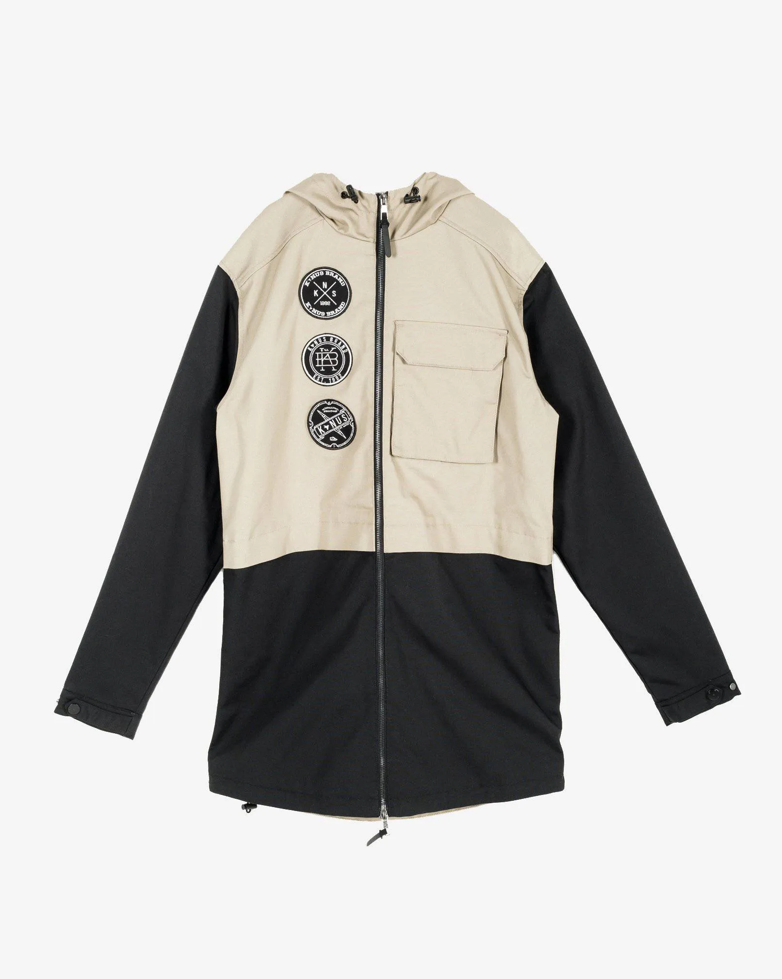 Konus Men's Hooded Jacket w/ Color Block x Patch in Khaki