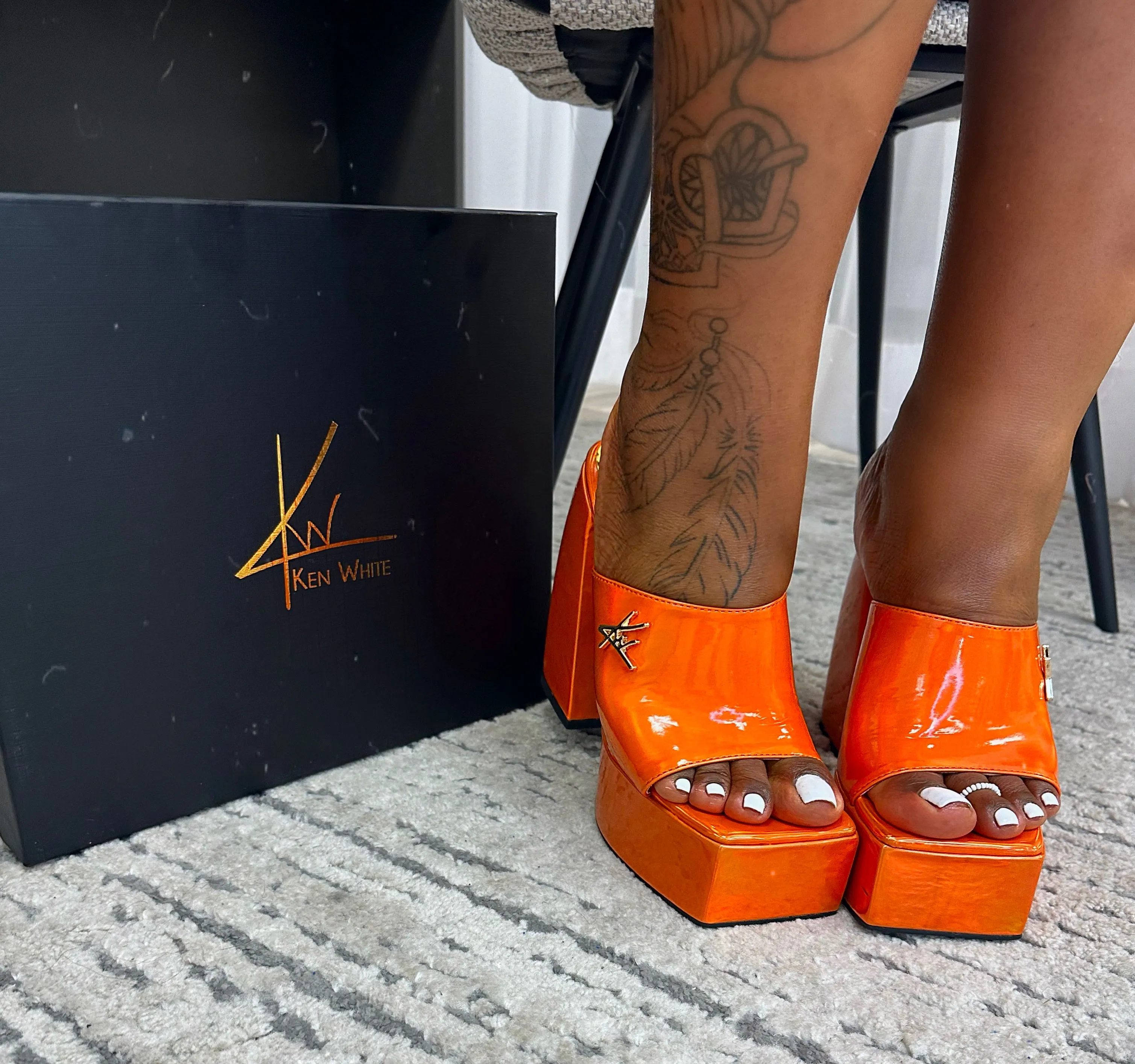 KW Orange Metallic Mules
