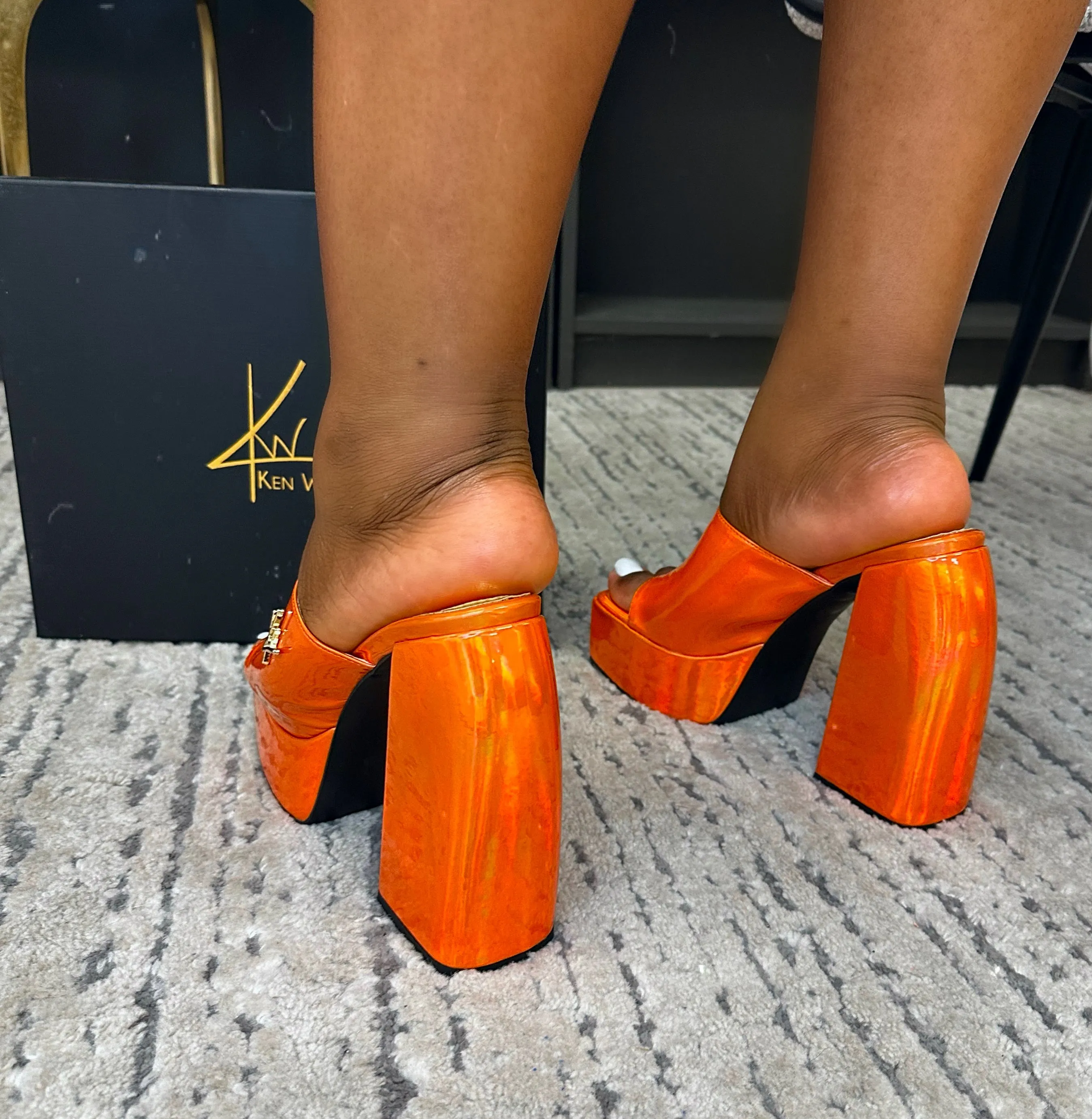KW Orange Metallic Mules