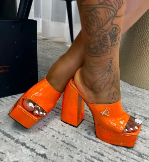 KW Orange Metallic Mules