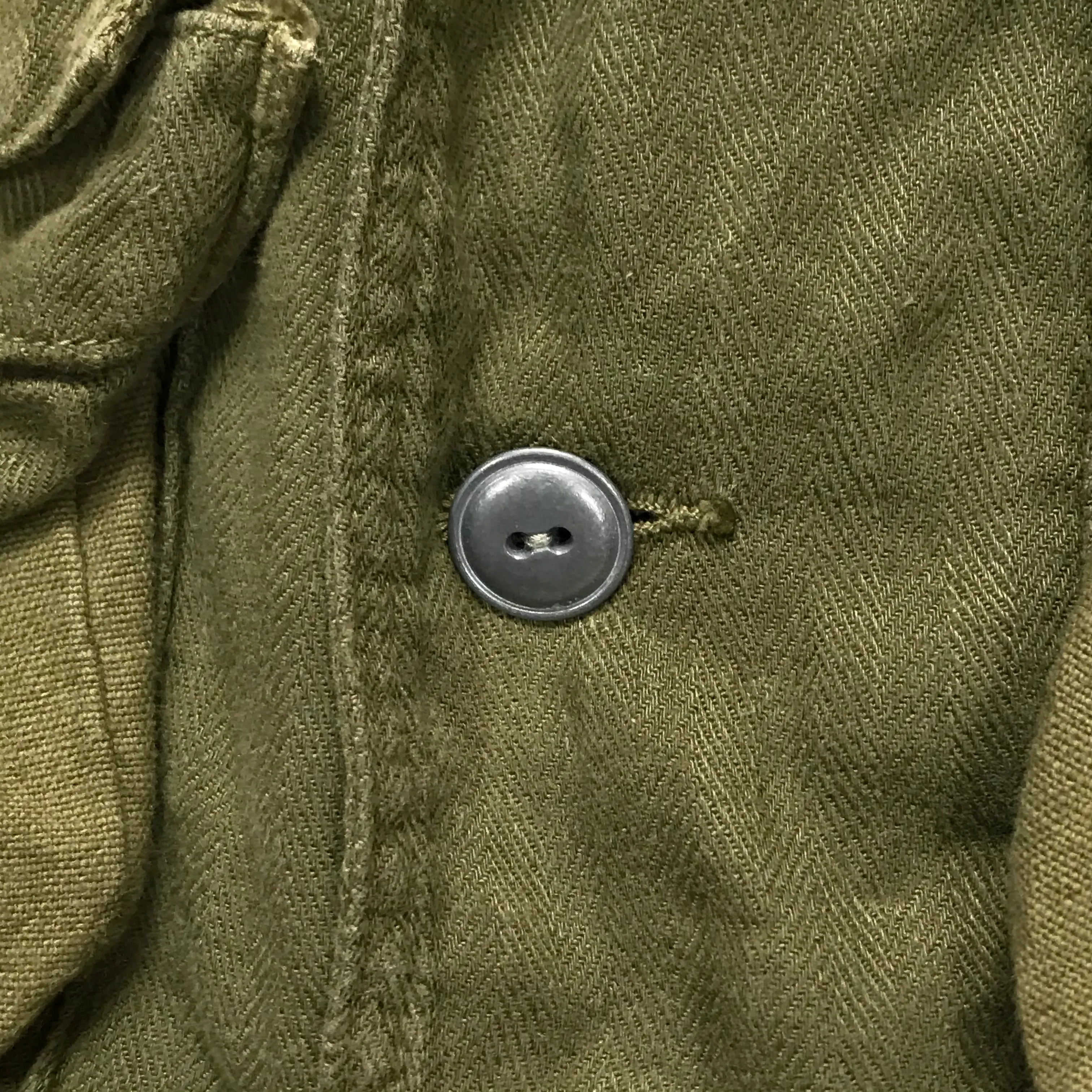 [L] Kapital Cotton Linen Herringbone Military Jacket Olive