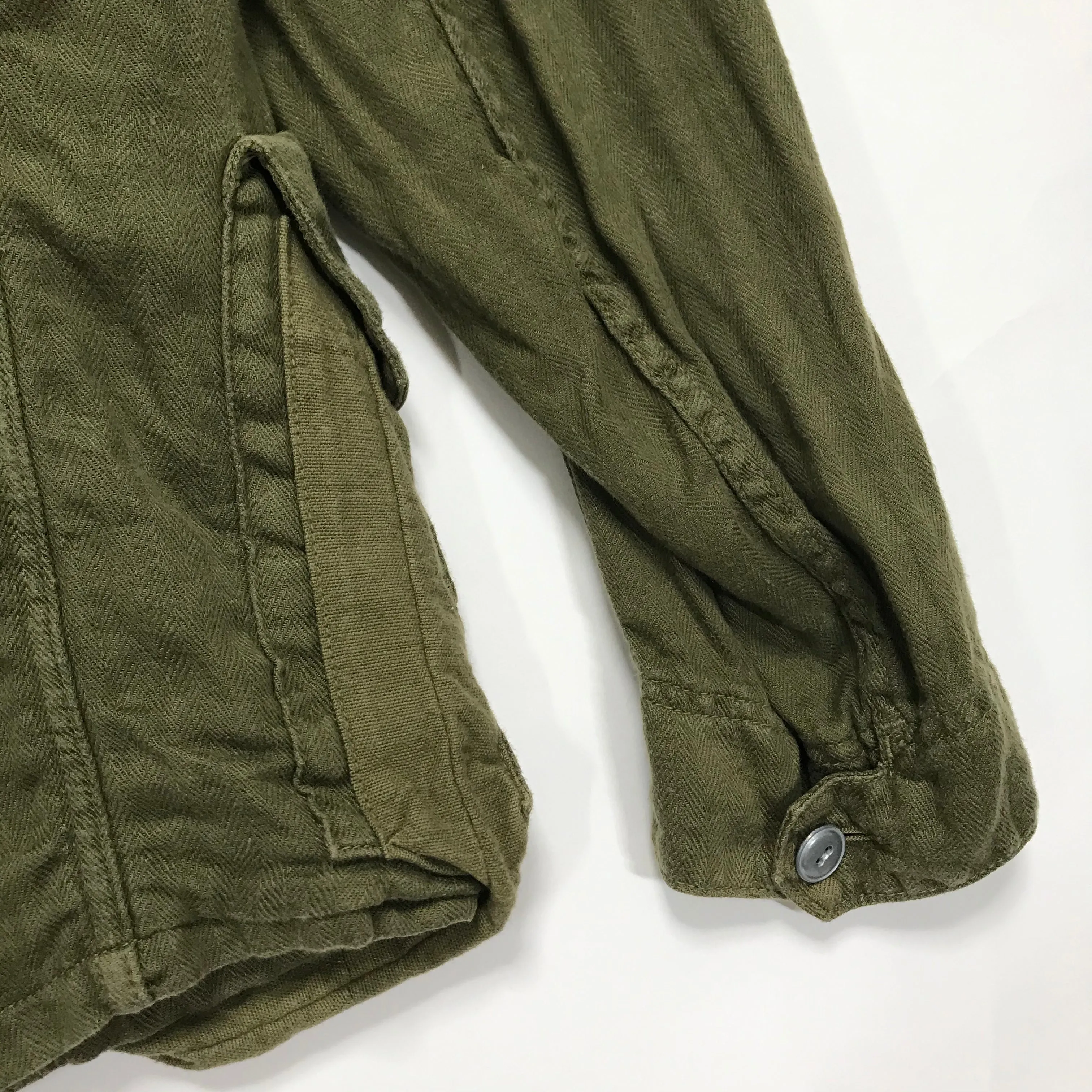 [L] Kapital Cotton Linen Herringbone Military Jacket Olive