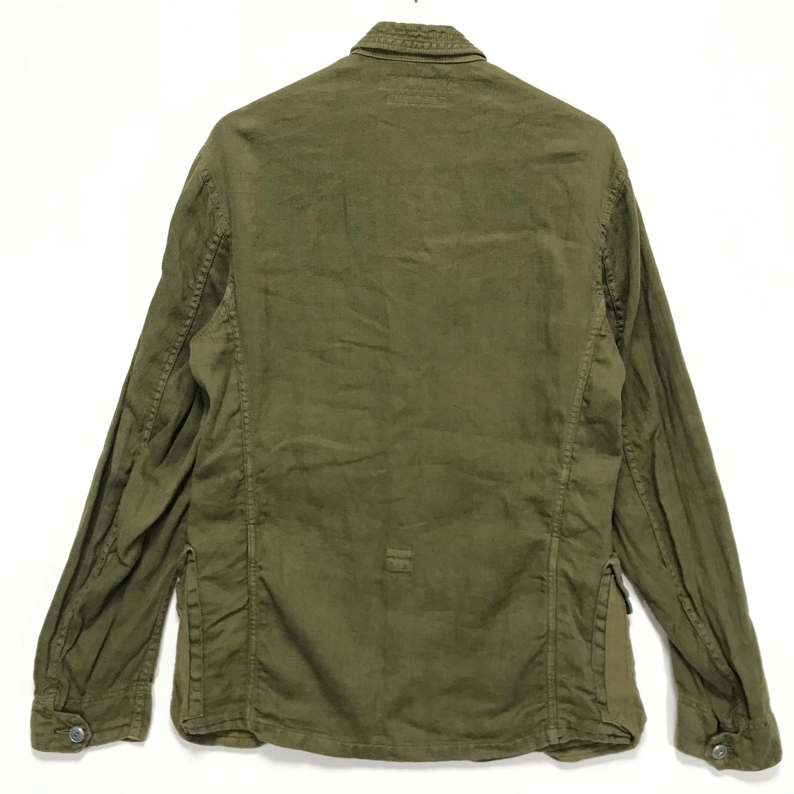 [L] Kapital Cotton Linen Herringbone Military Jacket Olive