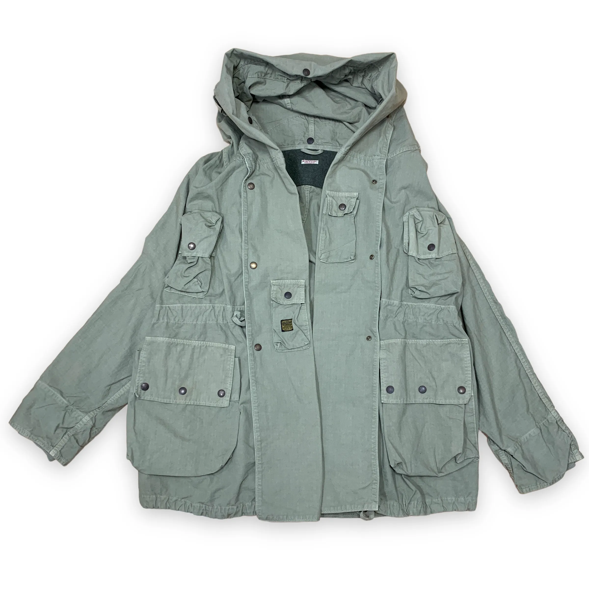 [L] Kapital Ripstop Cotton Military Pocket Katsuragi Ring Coat Olive