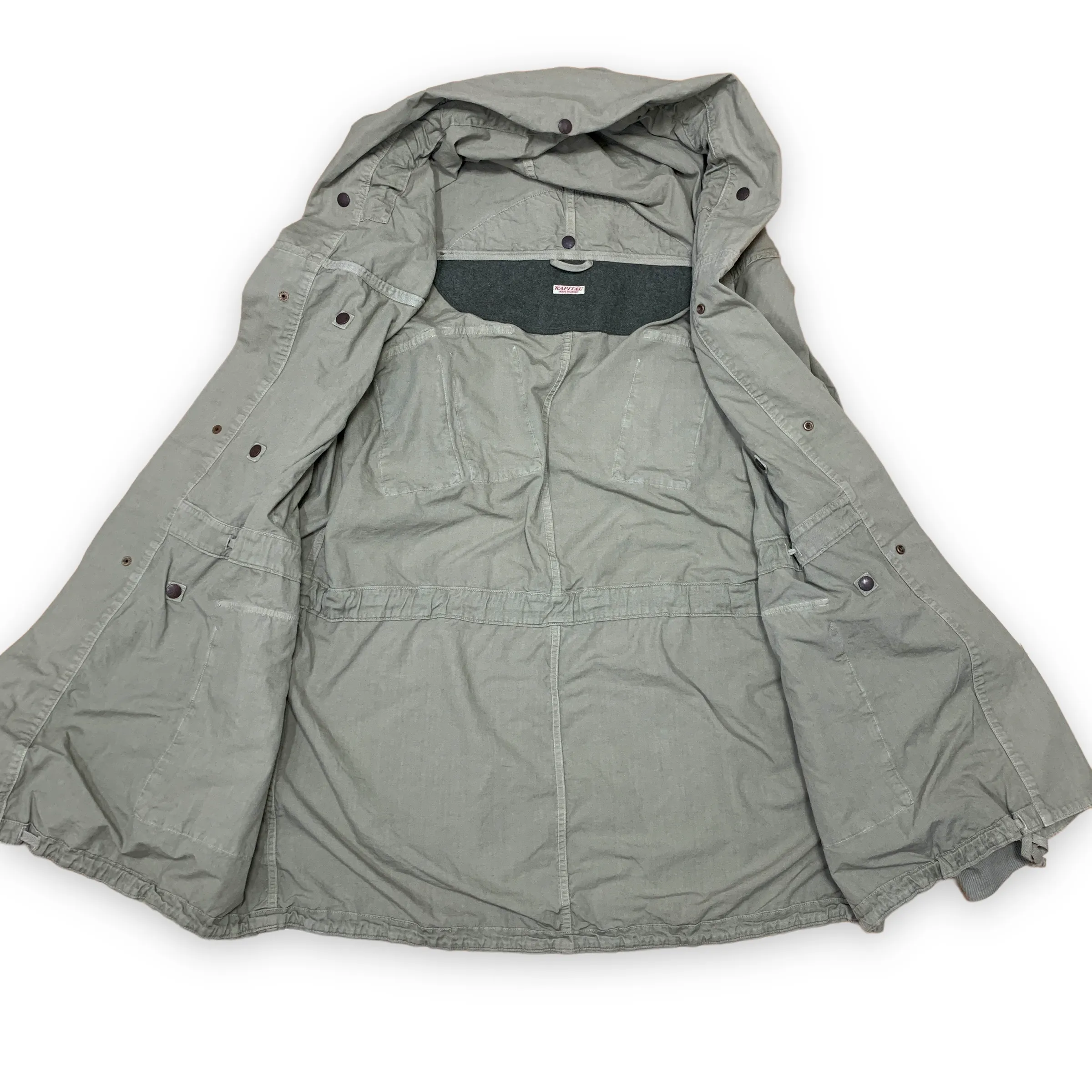 [L] Kapital Ripstop Cotton Military Pocket Katsuragi Ring Coat Olive