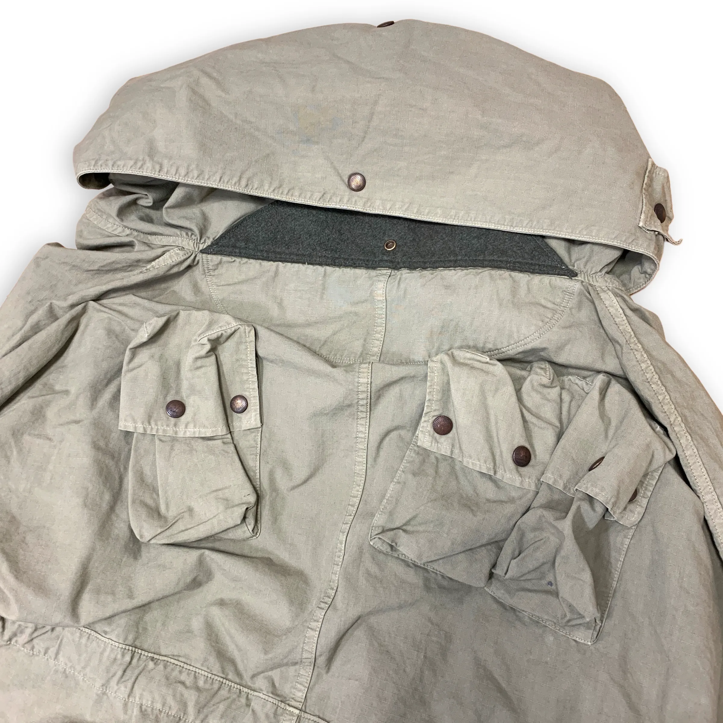 [L] Kapital Ripstop Cotton Military Pocket Katsuragi Ring Coat Olive